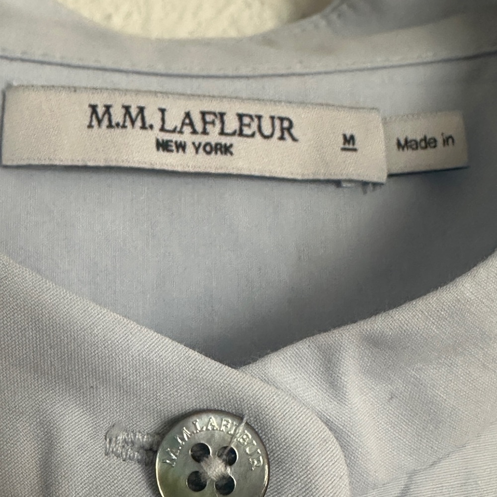 MM LAFLEUR baby blue sleeveless 100% cotton blouse M - Picture 3 of 8